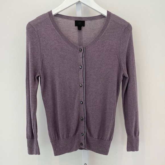 BANANA REPUBLIC MONOGRAM PURPLE SILK CASHMERE CARDIGAN SIZE S NWOTS! - Picture 3 of 14